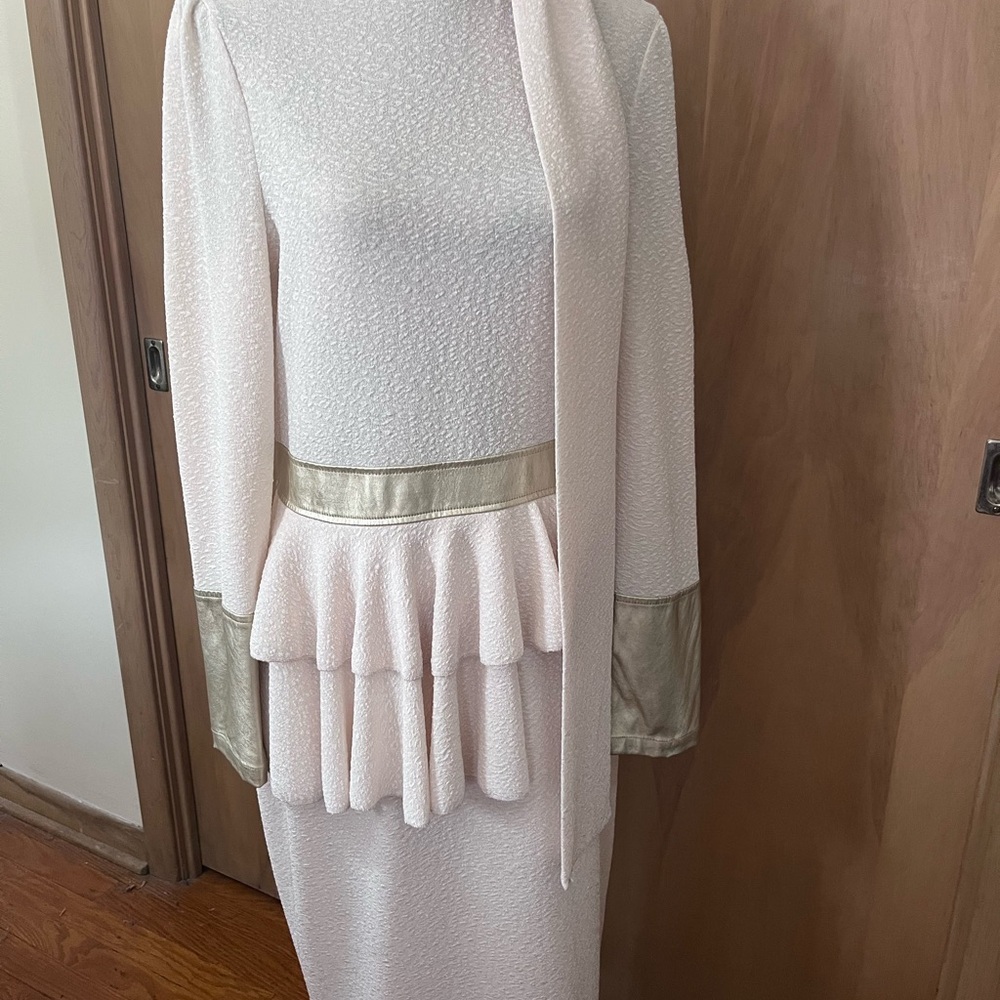 Elegant Off White and Gold Women's Dress